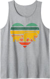 Mama Bear One Cub Retro Heart Mothers Day Gift Tank Top - Heather Grey