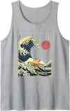 AxisNagawa Guinea Pig Kanagawa Wave Funny Surf Animal Tank Top - Heather Grey