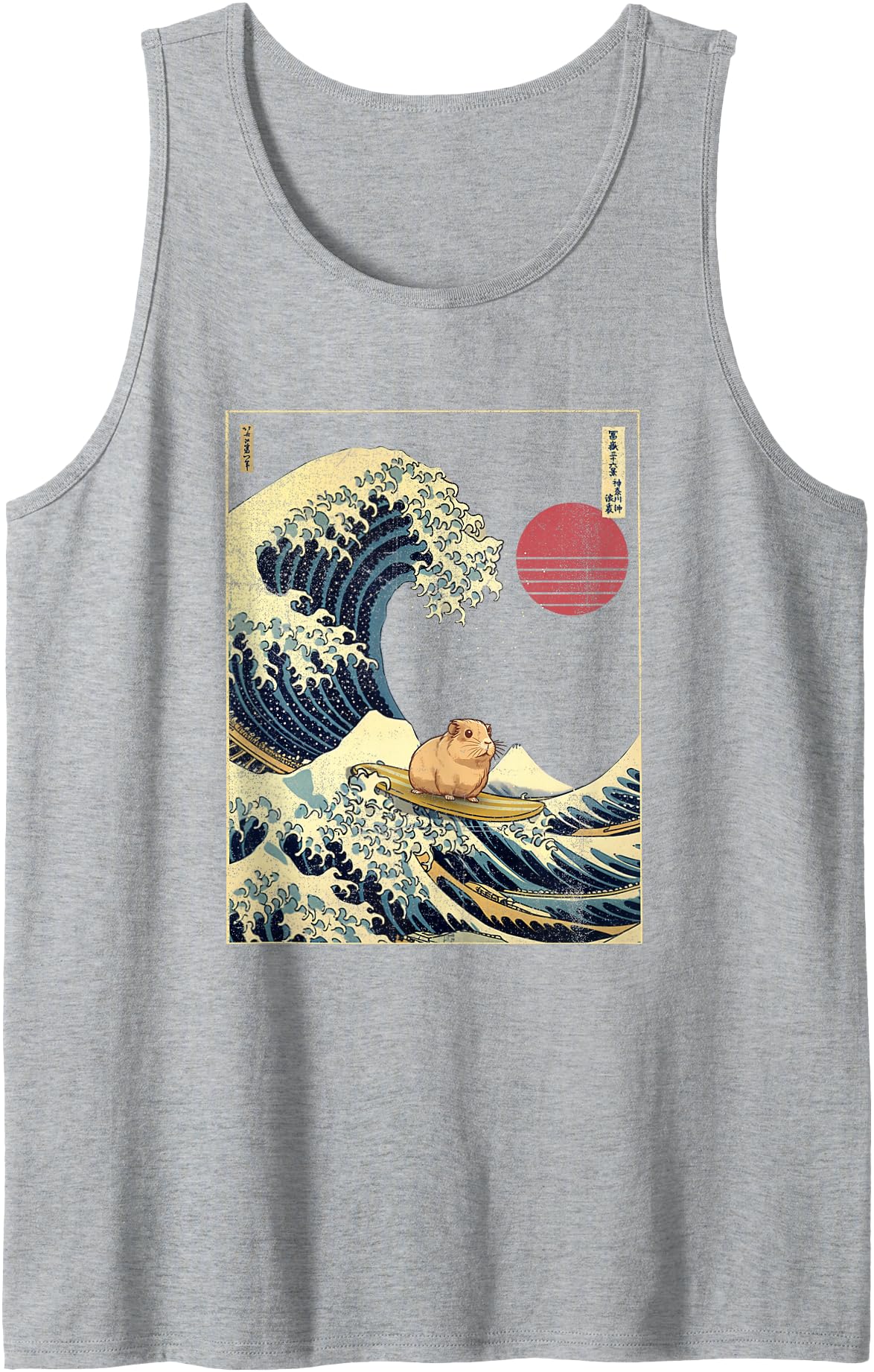 AxisNagawa Guinea Pig Kanagawa Wave Funny Surf Animal Tank Top - Heather Grey