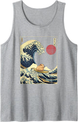 AxisNagawa Guinea Pig Kanagawa Wave Funny Surf Animal Tank Top - Heather Grey