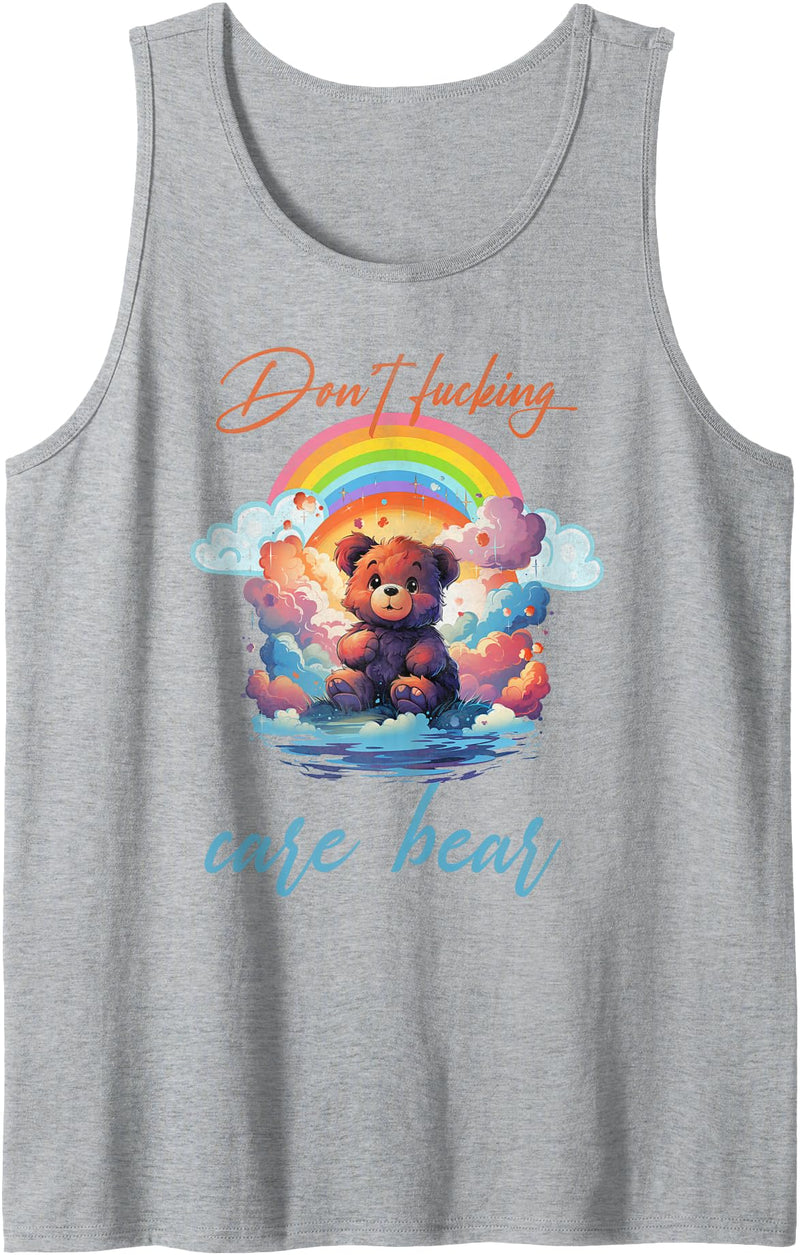 Don't fucking care bear tees Don't fucking care bear Tank Top - Heather Grey