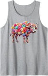 Buffalo lover for Women Men Kids Cute Flower Buffalo on Summer Floral Buffalo Tank Top - Heather Grey