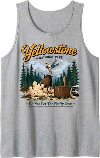 Cow Bison Encounter Campsite Toss Yellowstone National Park Tank Top