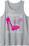 Awesome Age Perfect Gift Gift Girls,Queens,Stepping Into My 57th Birthday Like A boss Tank Top - Heather Grey
