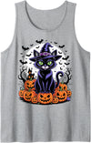 Halloween Cute Ghost Pumpkin Cat Shirt Men Women Vintage Black Cat Halloween Spooky Pumpkins Apparel for Kids Tank Top -