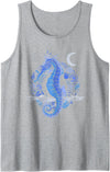 Seahorse Underwater Animal Aquarium Fish Ocean Sea Creature Crescent Moon Underwater Seahorse Tank Top - Heather Grey