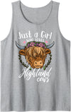 Scottish Highland Cow Lovers Scottish Highland Cow Just a Girl Who Loves Highland Cows Tank Top - Heather Grey