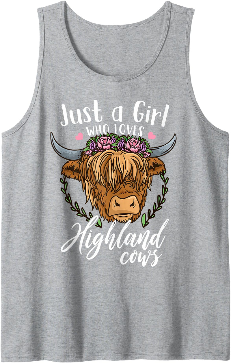 Scottish Highland Cow Lovers Scottish Highland Cow Just a Girl Who Loves Highland Cows Tank Top - Heather Grey