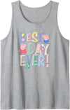 Peppa Pig Best Day Ever Colorful Font Patterns Tank Top - Heather Grey