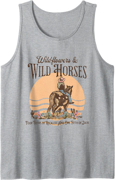 Wildflowers & Wild Horses Western Cowgirl Cowboy Tank Top