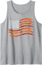 Cool American Smoked Pork Meat Lovers Designs USA Bacon Flag | Cute US Dried Pigs Funny 4th Of July Gift Tank Top - Heather Grey