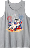 Polar Bear Patriotic Happy Beach Paws Co 4th of July Polar Bear Happy Beach Patriotic Animal Lovers Tank Top - Heather Grey