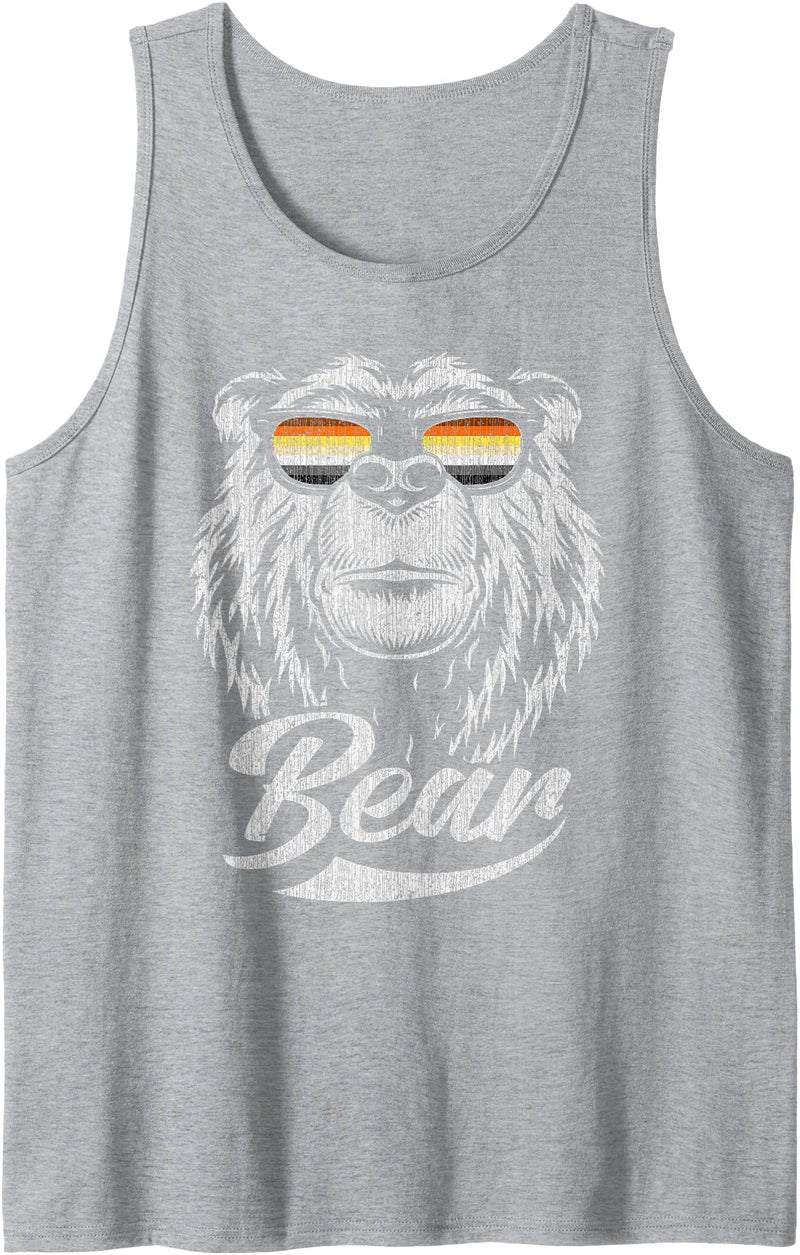 Bear Gay Pride by Content Design Studio Mens Gay Bear Community Bear with Glasses Tank Top - Heather Grey