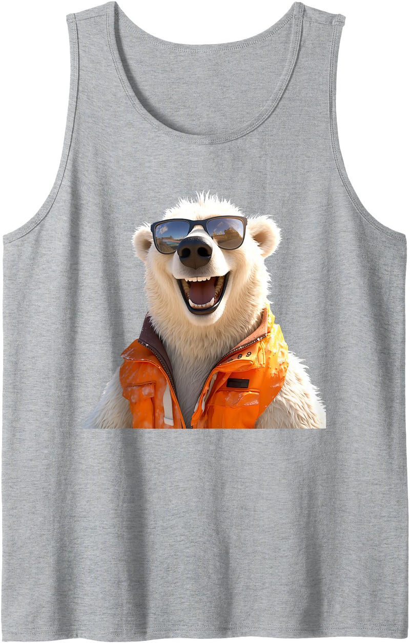 Funny Polar Bears for every Bear Lover Polar Bear With Sunglasses Animal Love Bears Cute Polar Bear Tank Top - Heather Grey