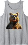 Funny Brown Bears for Grizzly Bear Lovers Brown Bear with Sunglasses Grizzly Bears Wild Brown Bear Tank Top - Heather Grey