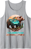 National Parks Vintage-Look & Travel Forest Design Yellowstone National Park Alaska Grizzly Bears Hike Tank Top - Heather Grey