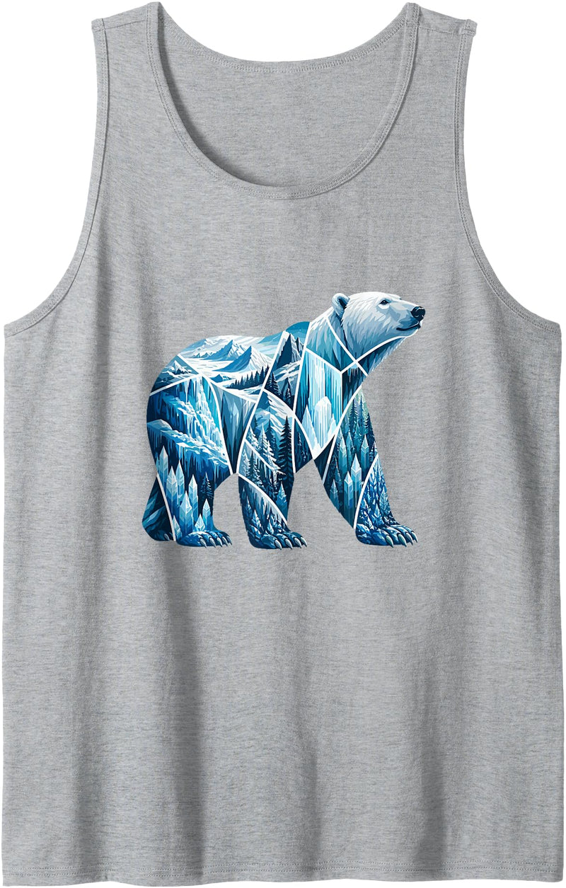 Arctic Wilderness Polar Bear Mountain Ice Crystal Glacier Nordic Landscape Polar Bear Tank Top - Heather Grey