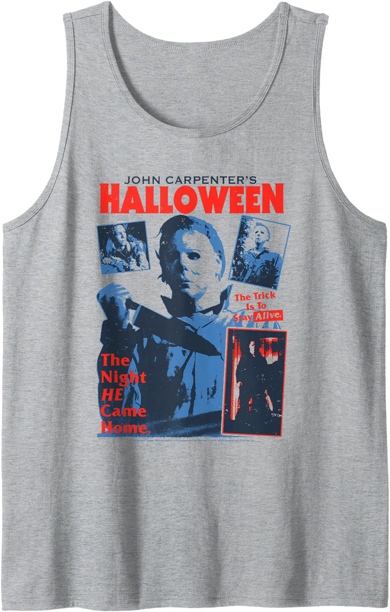 Halloween Red White and Blue Slasher USA Horror Movie Tank Top - Heather Grey