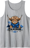 Calm Doon Highland Cow Apparel Calm Doon Scottish Highland Cow Scotland Tank Top - Heather Grey