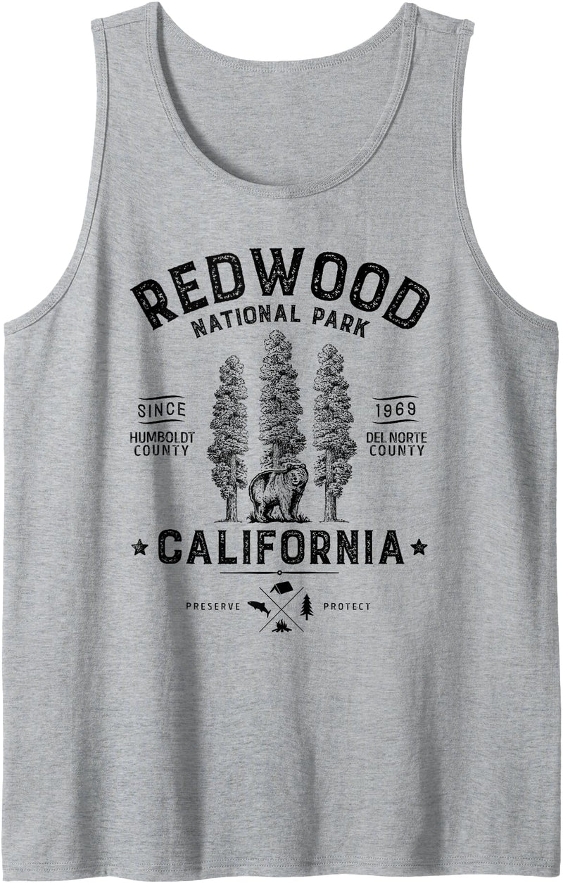 Lique Redwood Redwood National Park Vintage California Bear Gift Men Women Tank Top - Heather Grey