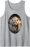 Untamed Horizon Collection Polar Bear Arctic Wildlife Sunset Nature Polar Bear Lover Tank Top - Heather Grey