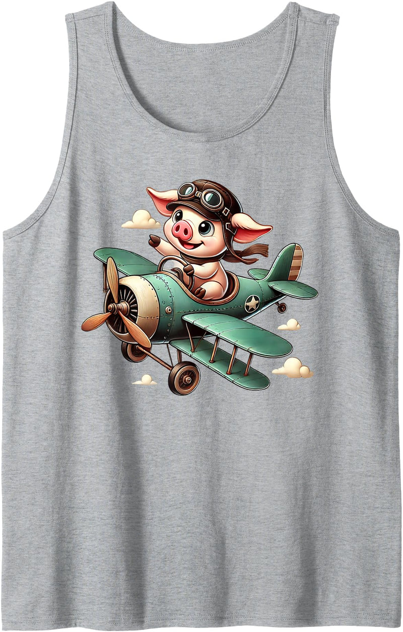Funny Flaying Pig Pigs Lovers Wings Fly lovers Tee Flying Pig with Wings Fly Pig Lovers Tank Top - Heather Grey