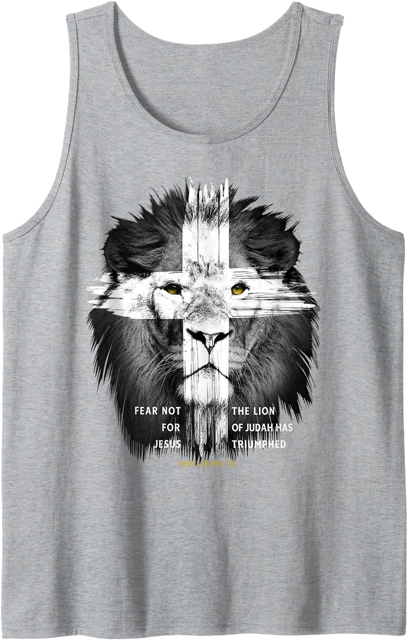 Check out my other Religion T-shirts Lion Cross Jesus Christian Lord God Believer Tank Top - Heather Grey