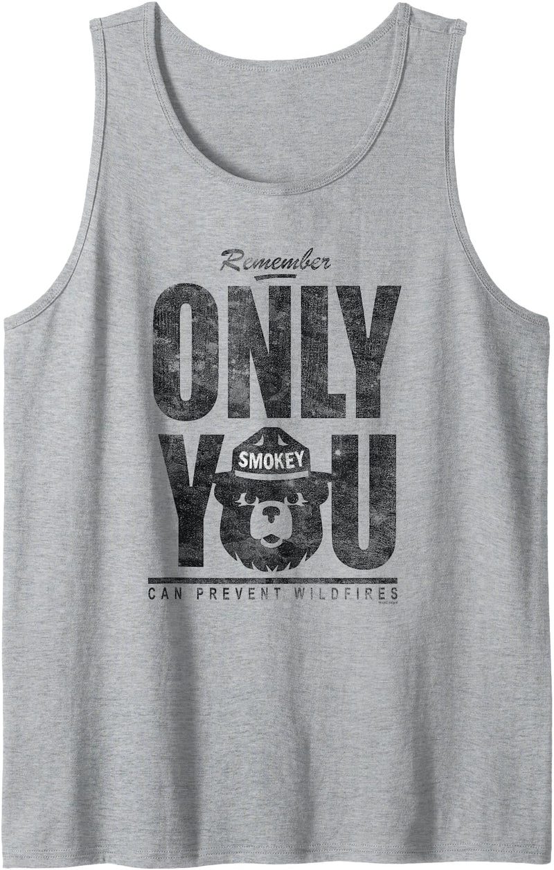 Smokey Bear Distressed Oversized Only You Tank Top - Heather Grey