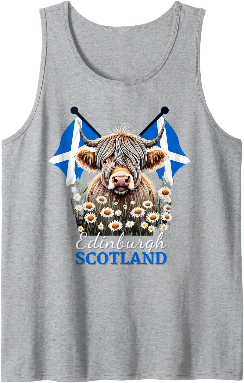 Highland Cow Designs Matching Family Mom Dad Kids Edinburgh Scotland Highland Cow Scottish Ancestry Vacation Tank Top -