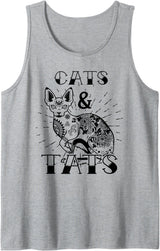 Cats & Tats Cat and Tattoo Lover Gift Tank Top