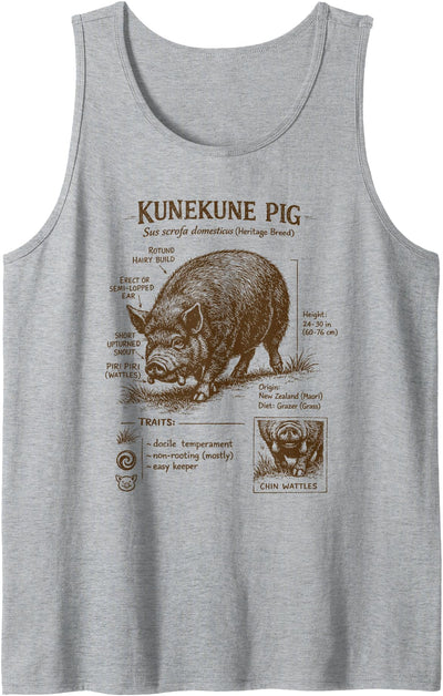 Kunekune Pig Lover Detailed Anatomy Wildlife Wild Animal Tank Top
