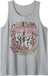 Rock & Roll Wild Spirit Leopard Guitar Floral Vintage Rock n Roll Wild Spirit Lets Rock Guitar Floral Tank Top - Heather Grey