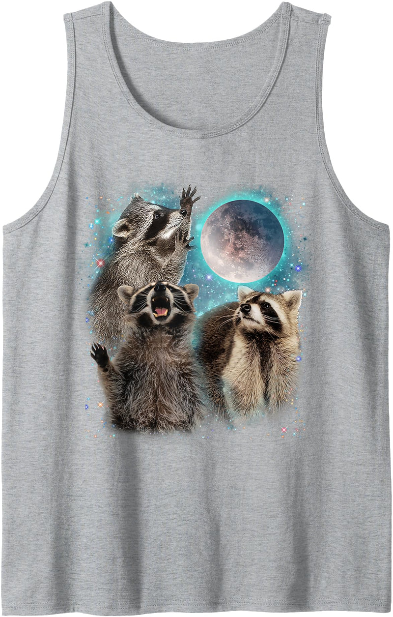 Funny Raccoon Gifts 3 Racoon Moon Howling Raccoon Head Funny For Men, Women, Kid Tank Top - Heather Grey