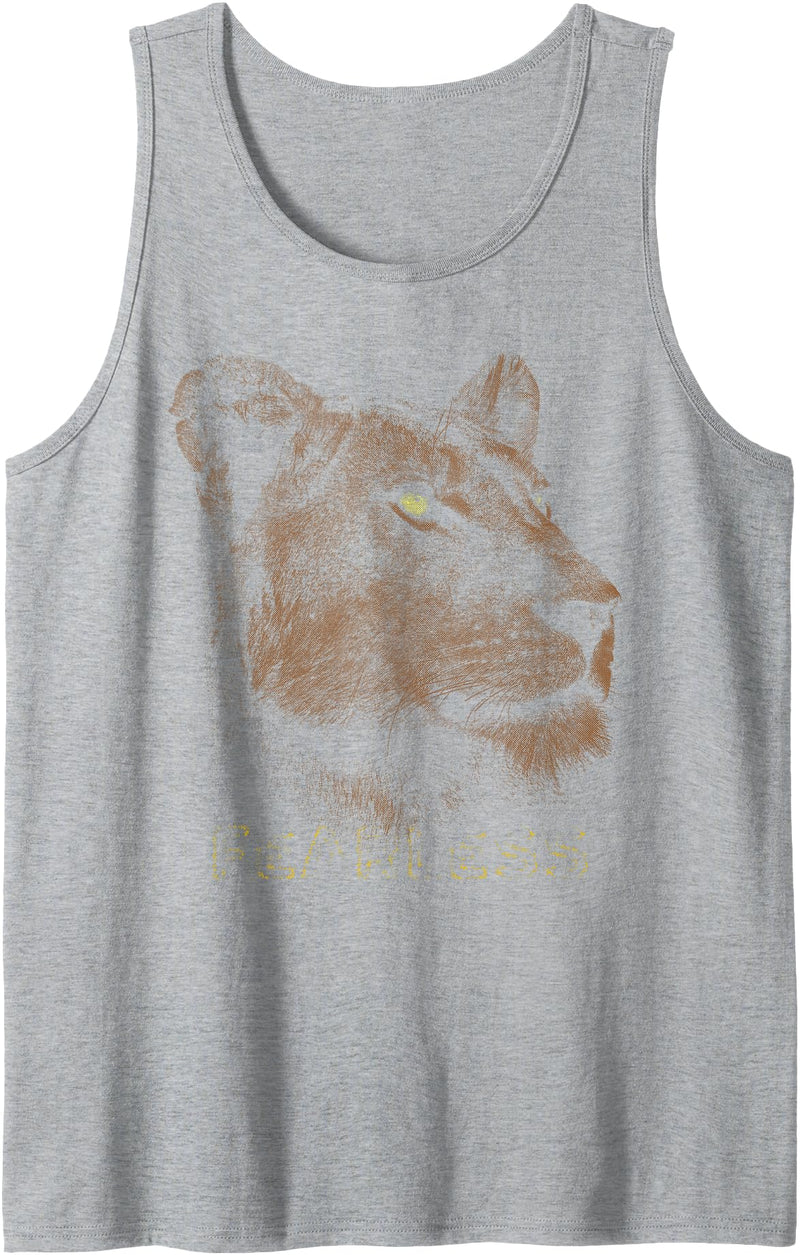 Lioness Graphic Tee Shirts for Women Girls Cool Lioness Graphic Shirt Fearless Women Girls Female Lion Tank Top - Heather Grey