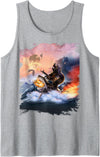 Random Galaxy Bear Riding Shark Funny Tank Top - Heather Grey