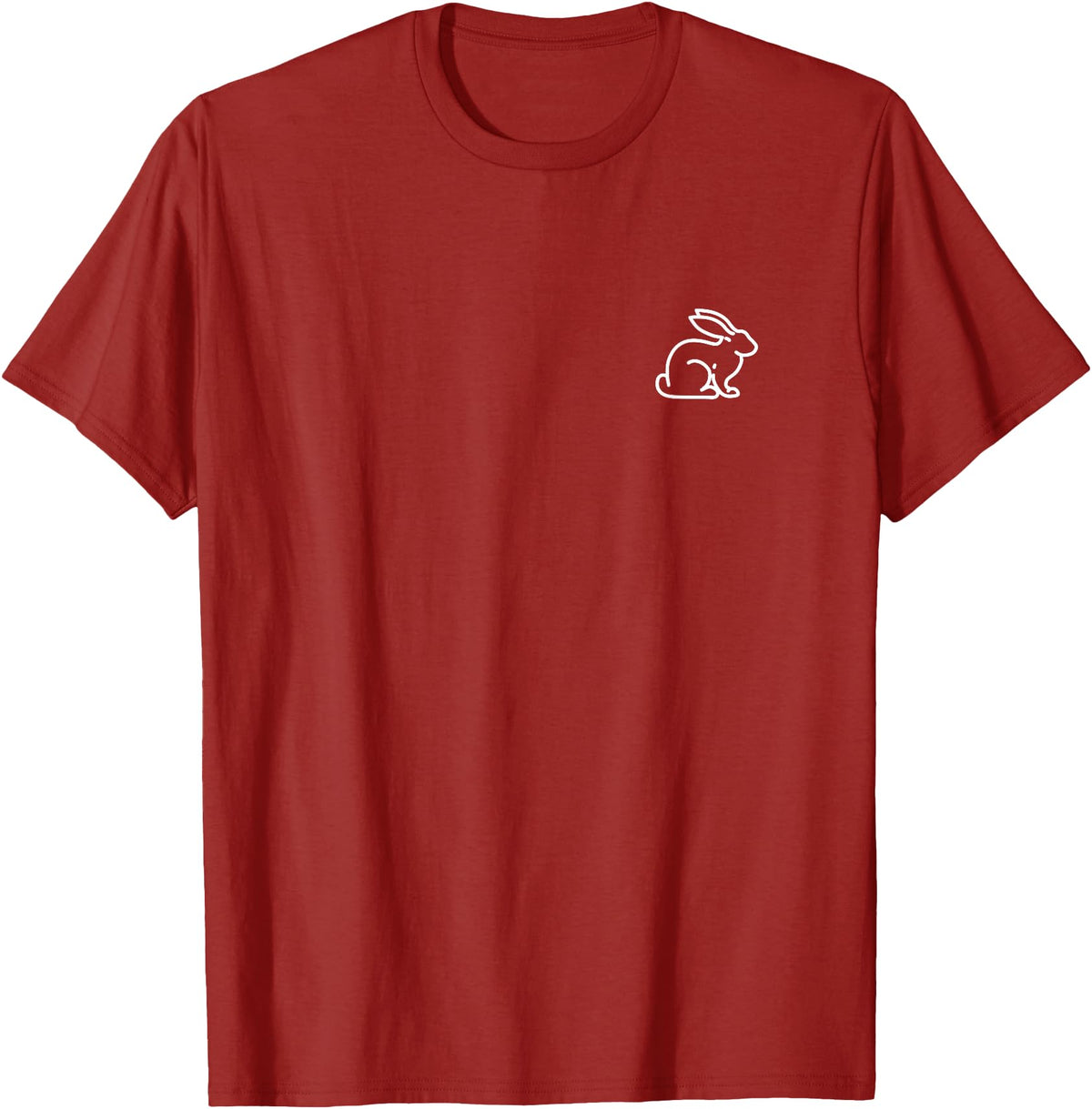 Bunny Rabbit Hare Animal Badge Patch Line Art Outline Gift T-Shirt in Cranberry Red
