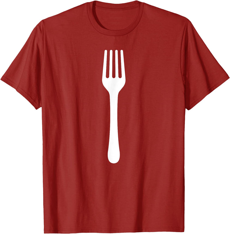 Matching Simple Kitchen Cutlery Costumes Funny Fork Costume and Eating Utensils Outfit Forks T-Shirt - Cranberry Red
