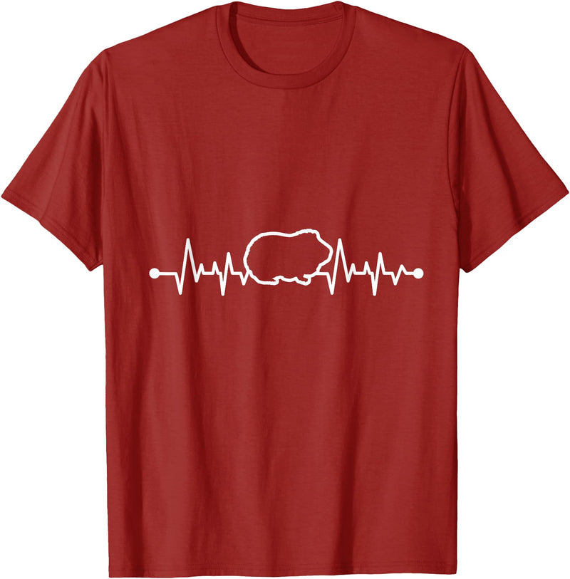 Animal Tee & Guinea Pig Animal Furry Potato Heartbeat Guinea Pig T-Shirt - Cranberry Red