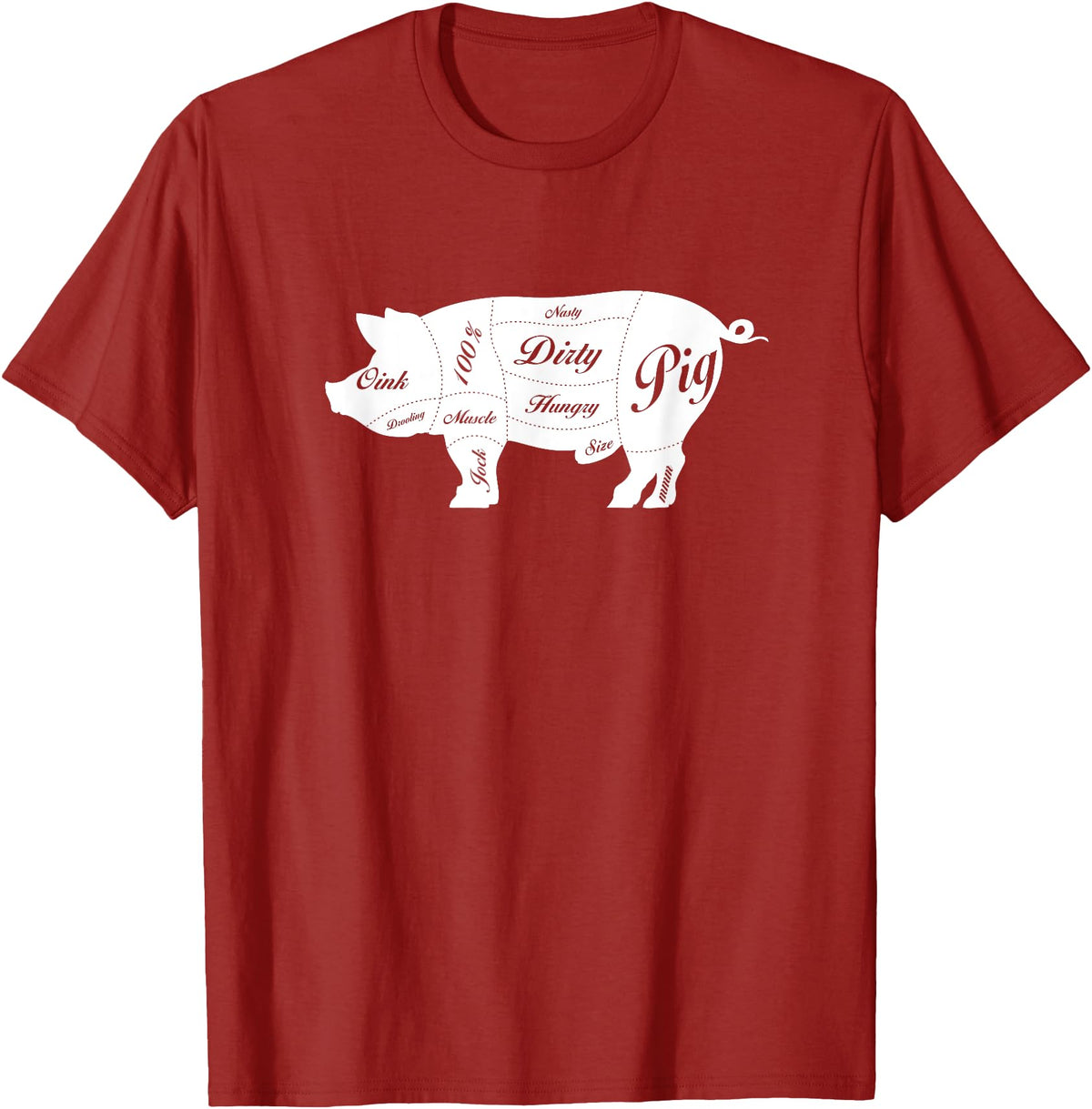 LGBTQIA+ Power Design Nasty Hungry Dirty Pig Design - Fun Gay Pig Pride - LGBTQIA+ T-Shirt - Cranberry Red