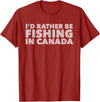 Fishing Trip Buddies Funny Designs I'd Rather Be Fishing In Canada Unisex-Adults Black Short Sleeve Classic Fit T-Shirt - Cranberry Red