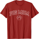Pig Mom Typography Design Pig Mom Funny Athletic Lettering Pet Owner Mama T-Shirt - Cranberry Red