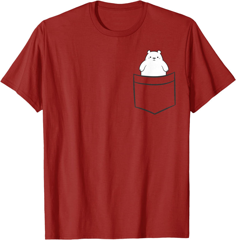 Arctic Polar Bear Gifts And Tees Polar Bear In a Pocket Cute Pocket Polar Bear T-Shirt - Cranberry Red