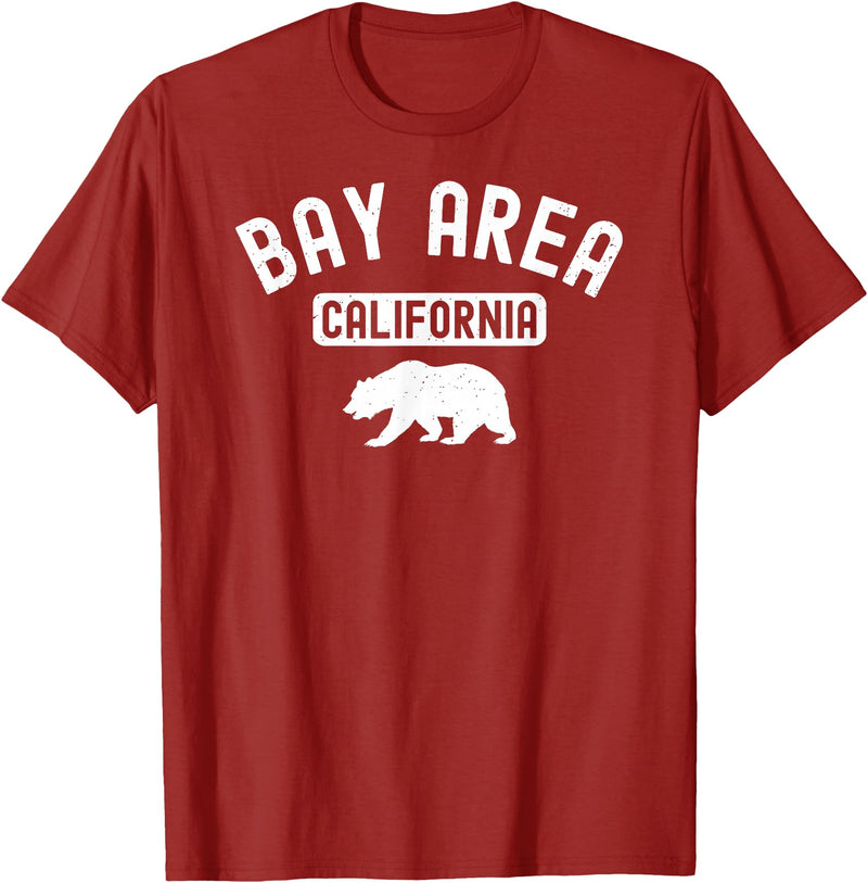 Cali Retro Tees Bay Area San Francisco Oakland Berkeley California 510 Bear T-Shirt - Cranberry Red