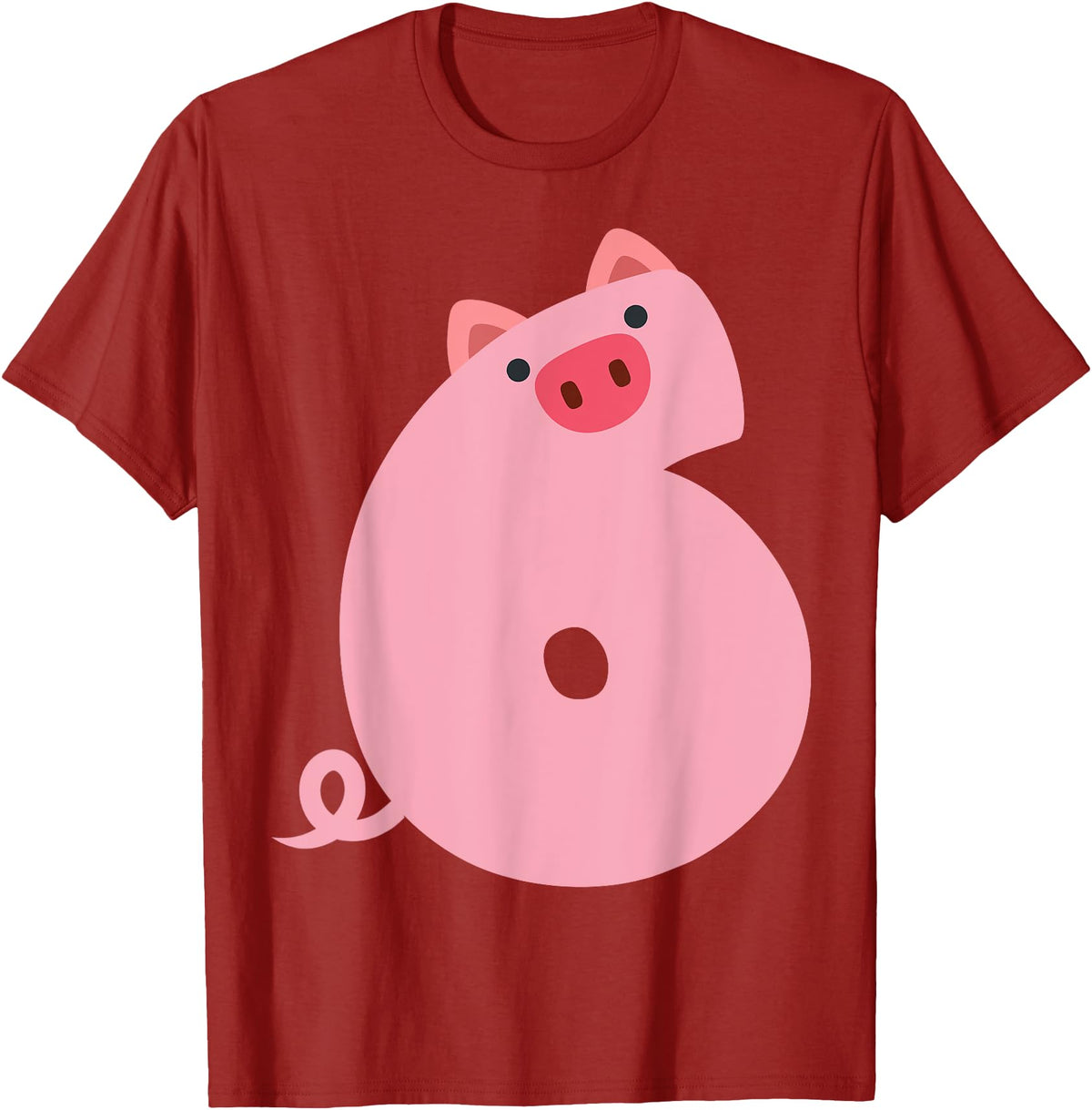 Pig Outfit For 6 Year Old Boys Kids Girls Fun 6th Birthday Pig Themed 6 Year Old Boys Kids Pig Lovers T-Shirt - Cranberry Red