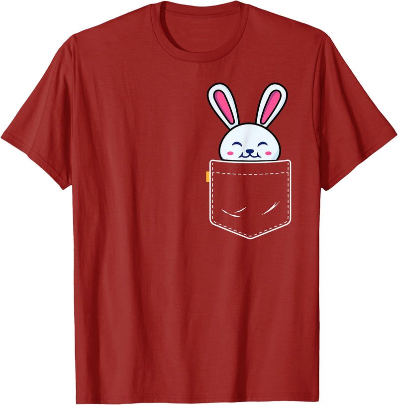 Bunny in Pocket Rabbit Lover Gifts for Women Men Kids T-Shirt in Cranberry Red