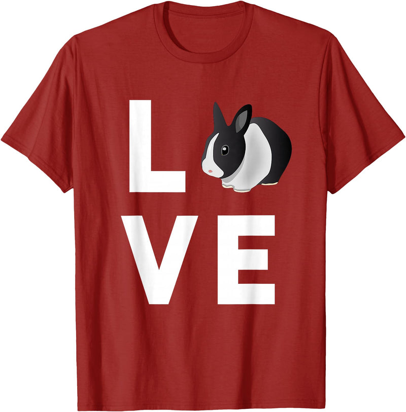 Cute I Love Rabbits Funny Bunny Rabbit Lover Gifts T-Shirt in Cranberry Red