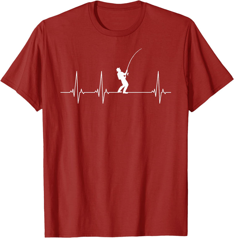 Fishing gifts Fishing heartbeat T-Shirt - Cranberry Red