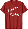 Marron Bear Birds In Flight, V Pattern Flock Of Geese T-Shirt - Cranberry Red