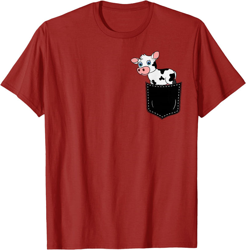 In My Your Pocket Food, Animales, Birds, Fish Pocket Animal Cute Cow Funny Cow Lover Adorable Pocket Cow T-Shirt - Cranberry