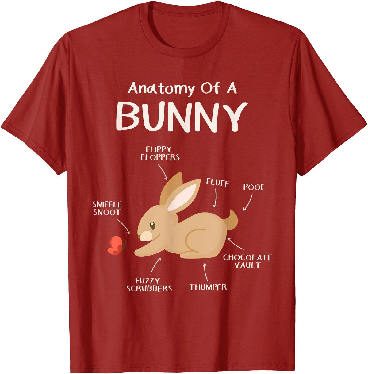 Rabbit Clothes Easter Outfit Hare Lover Gift Anatomy Bunny T-Shirt in Cranberry Red